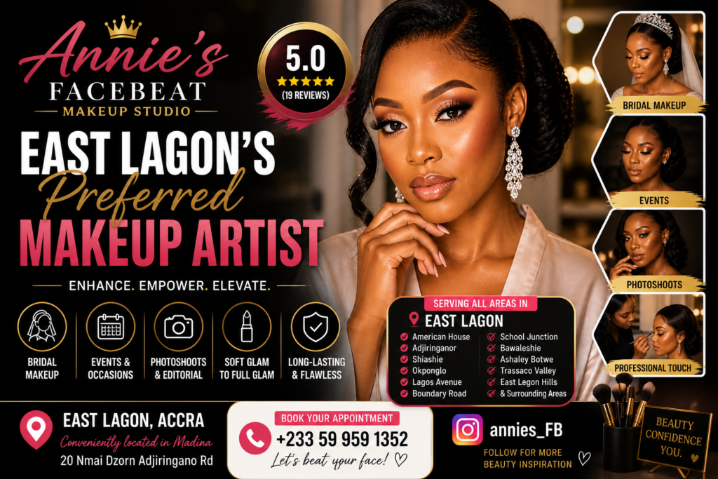 Best Makeup Artist in Adjiringanor, East Legon – Annie’s Facebeat Makeup Studio