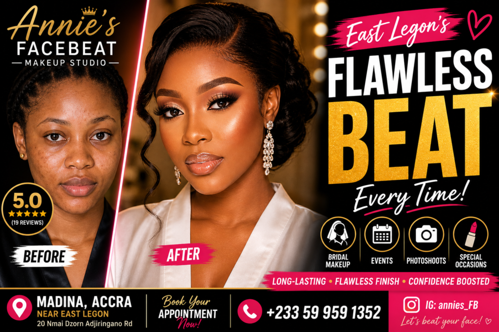 Best Makeup Artist in East Legon, Accra – Annie’s Facebeat Makeup Studio